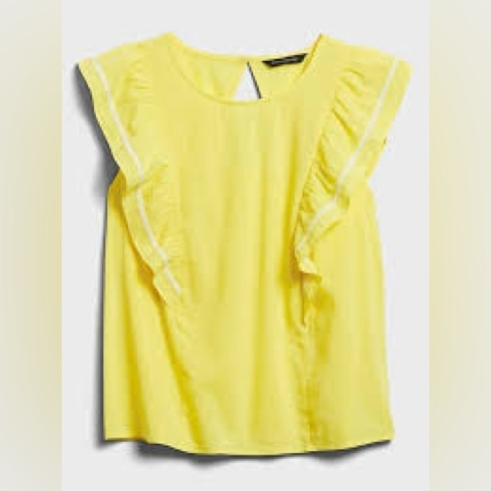 Banana Republic Yellow Ruffled Flutter Sleeveless Blouse